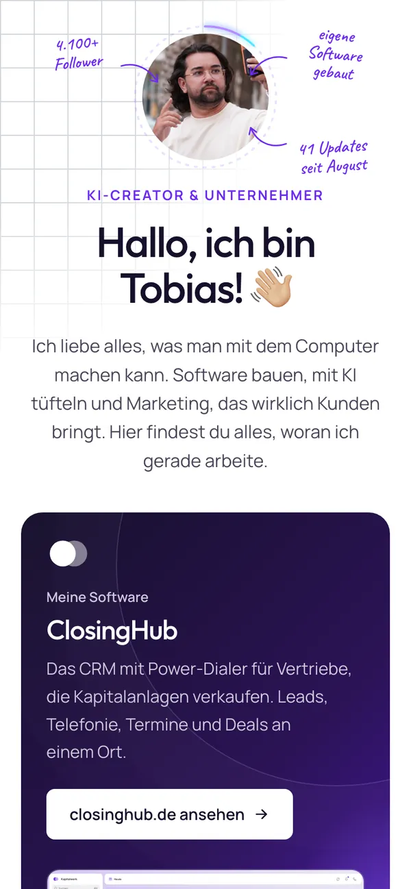 Startseite von tobias.social auf dem Handy