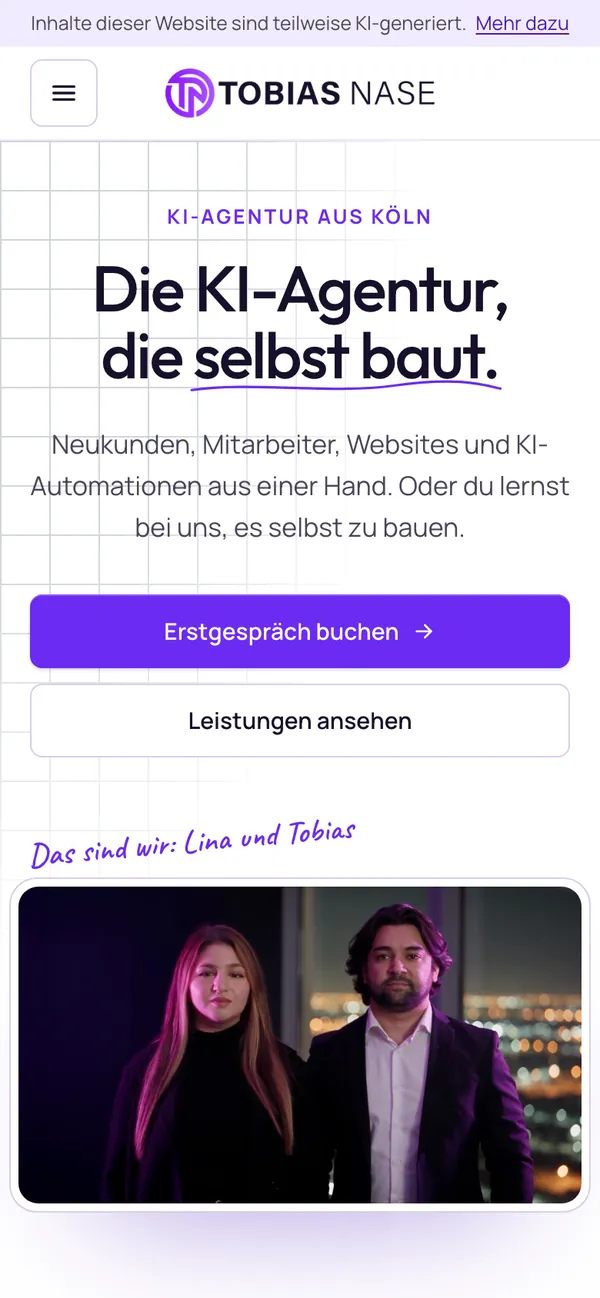 Startseite von tobiasnase.de auf dem Handy